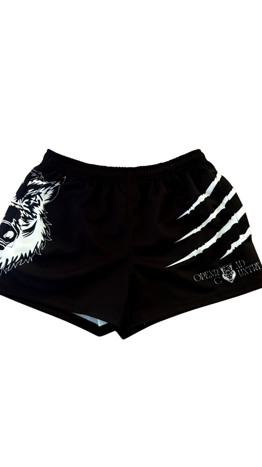 Footy shorts with zipper pockets