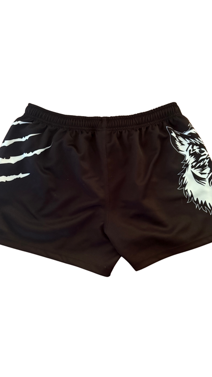 Footy shorts with zipper pockets